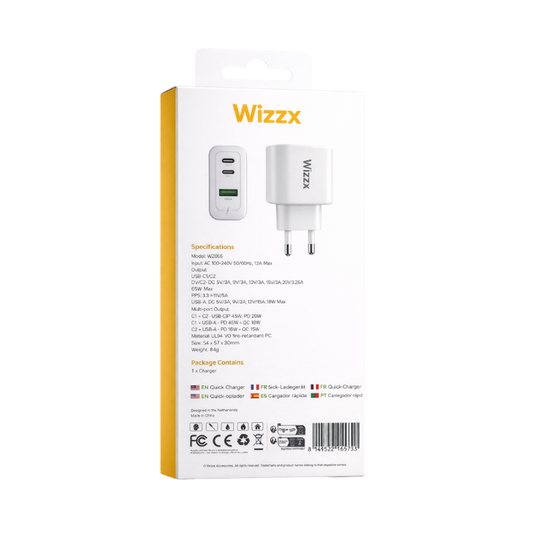 Wizzx 65W USB + USB-C Oplader